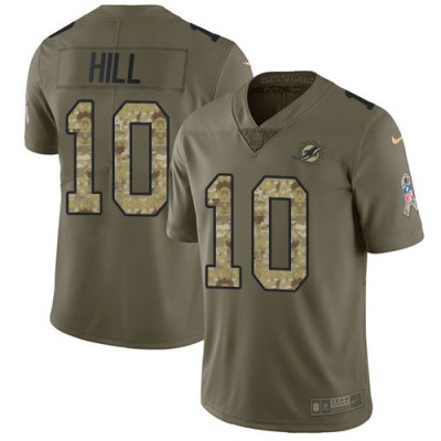 Nike Miami Dolphins #10 Tyreek Hill OliveCamo Men's Stitched NFL Limited 2017 Salute To Service Jersey Men's